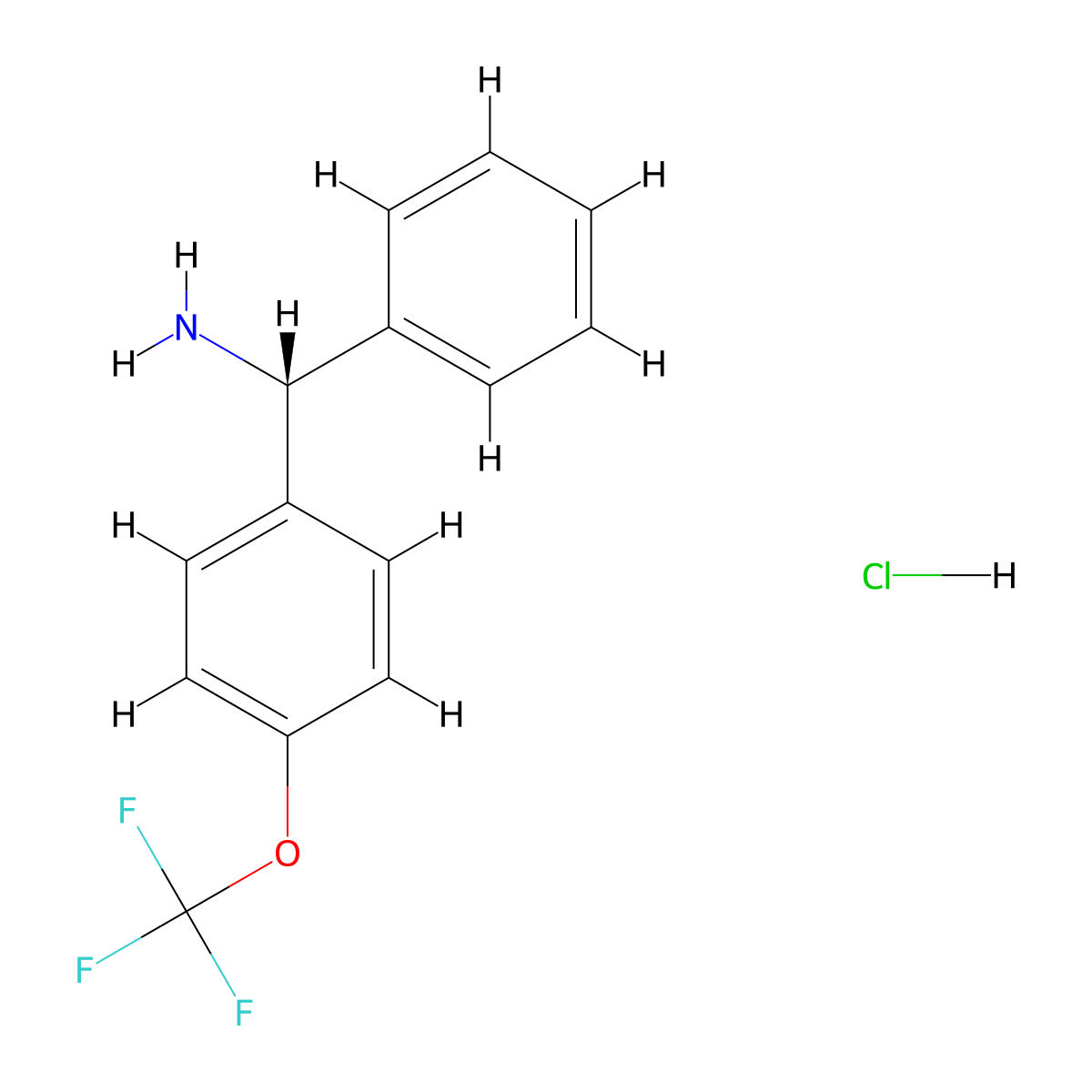 (R)-Phenyl(4-(trifluoromethoxy)phenyl)methanamine hcl molecular structure, CAS 2250242-79-4