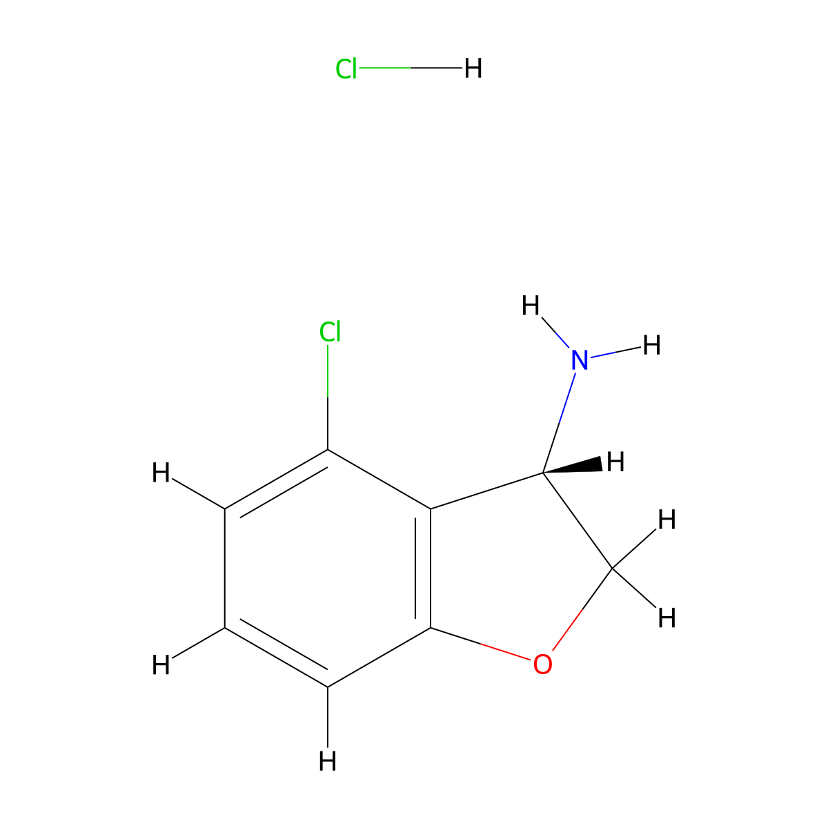 (S)-4-Chloro-2,3-dihydrobenzofuran-3-amine hcl molecular structure, CAS 2250242-82-9