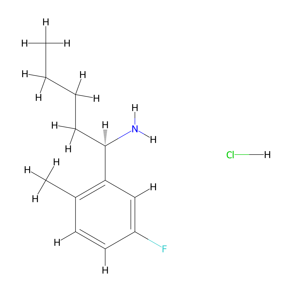 (R)-1-(5-Fluoro-2-methylphenyl)pentan-1-amine hcl molecular structure, CAS 2250242-90-9