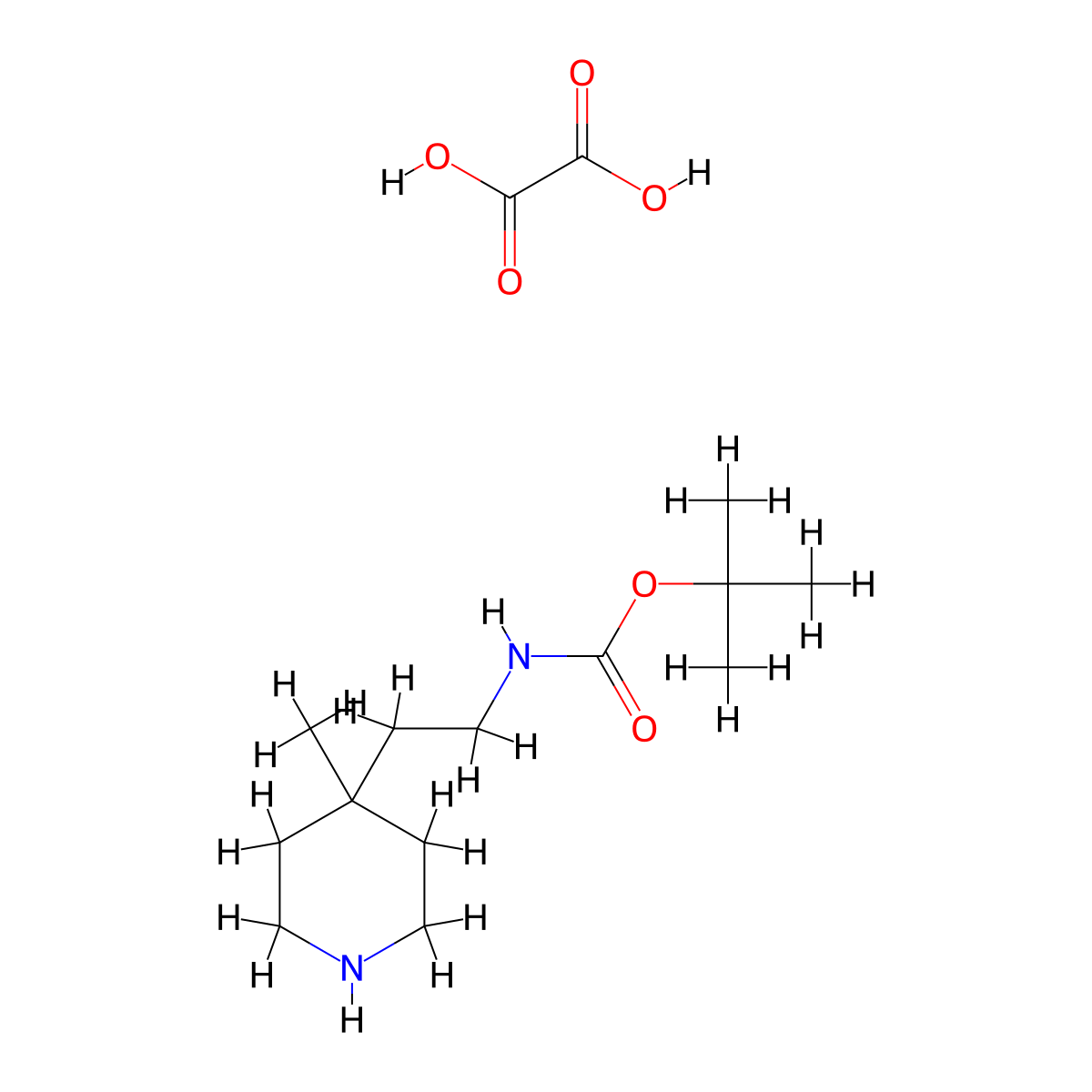 tert-butyl N-[2-(4-methyl-4-piperidyl)ethyl]carbamate oxalic acid molecular structure, CAS 2250243-00-4