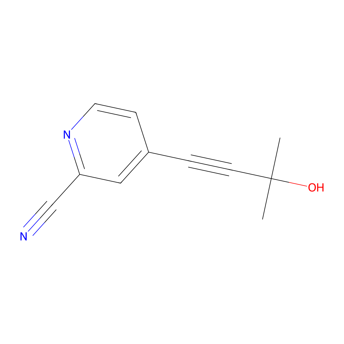 4-(3-Hydroxy-3-methylbut-1-YN-1-YL)picolinonitrile molecular structure, CAS 2250243-03-7