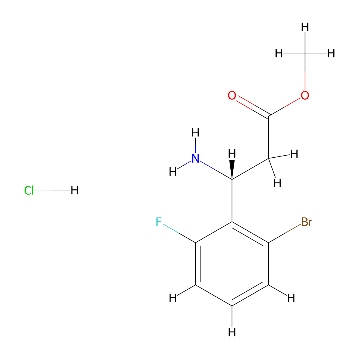 Methyl (R)-3-amino-3-(2-bromo-6-fluorophenyl)propanoate hcl molecular structure, CAS 2250243-05-9