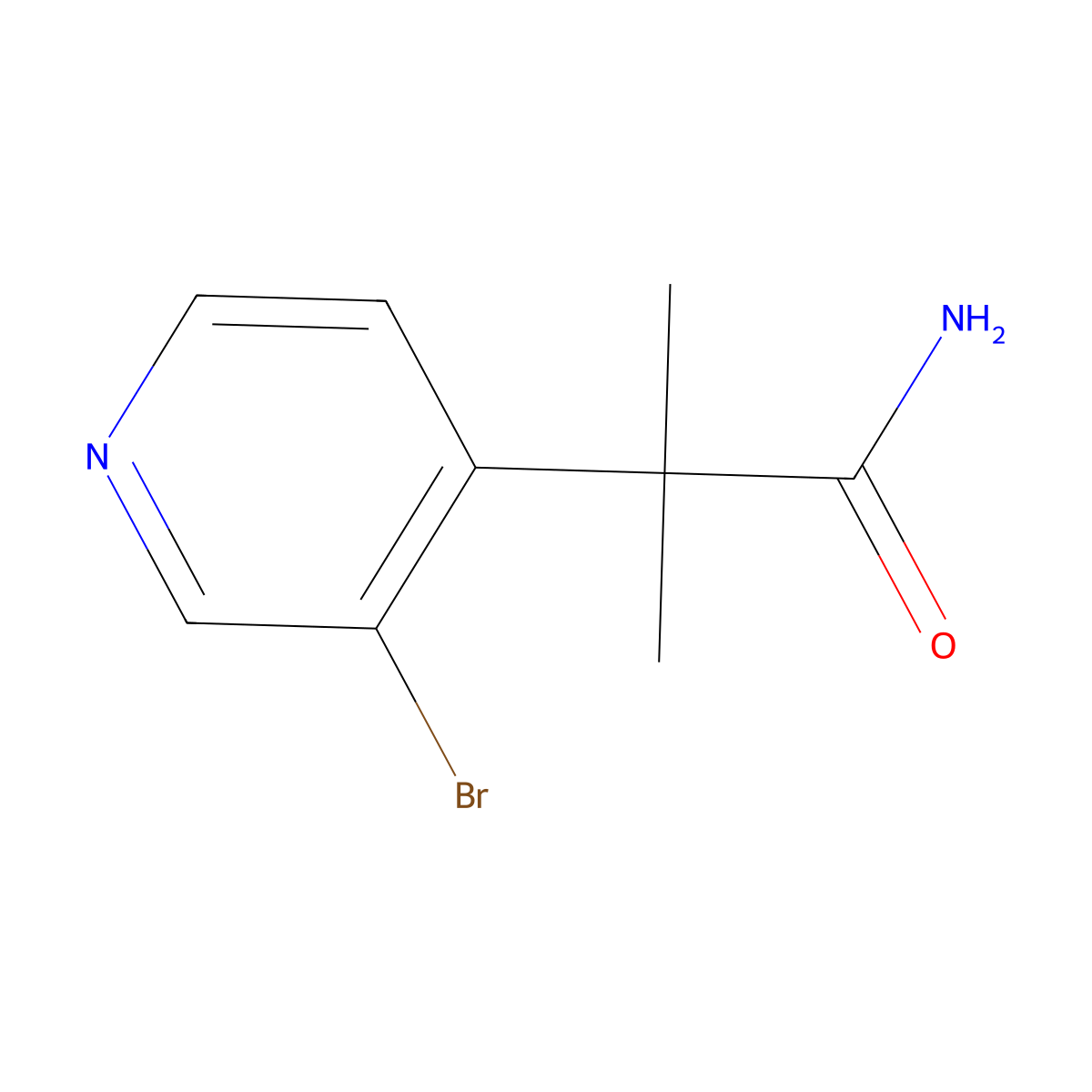 2-(3-Bromopyridin-4-yl)-2-methylpropanamide molecular structure, CAS 2250243-06-0