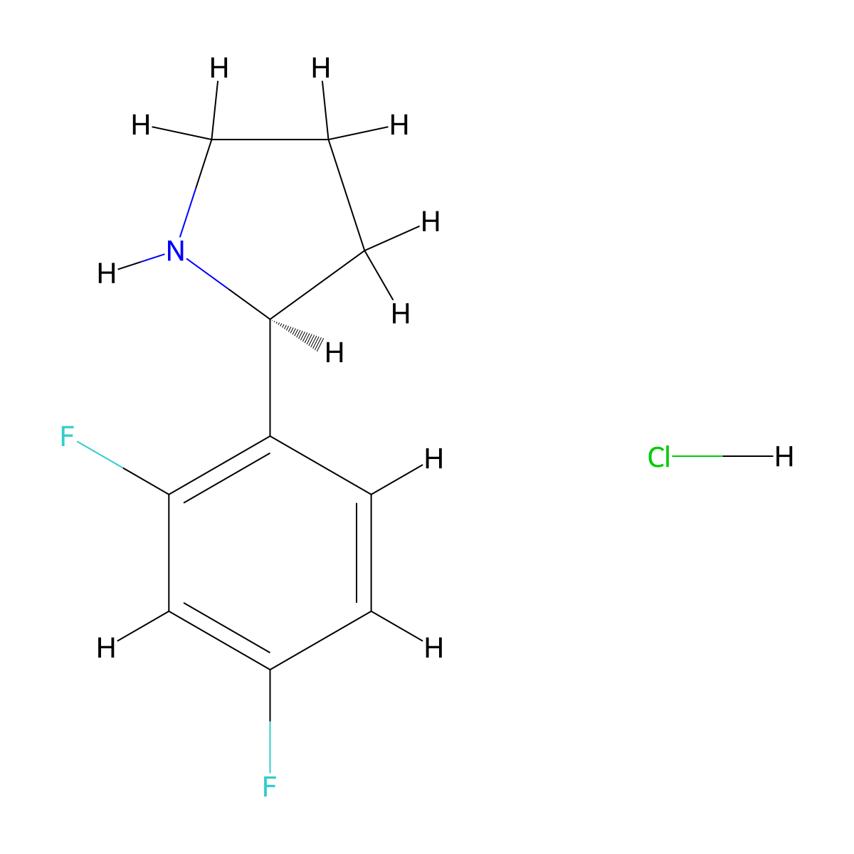 (S)-2-(2,4-Difluorophenyl)pyrrolidine hydrochloride molecular structure, CAS 2250243-07-1
