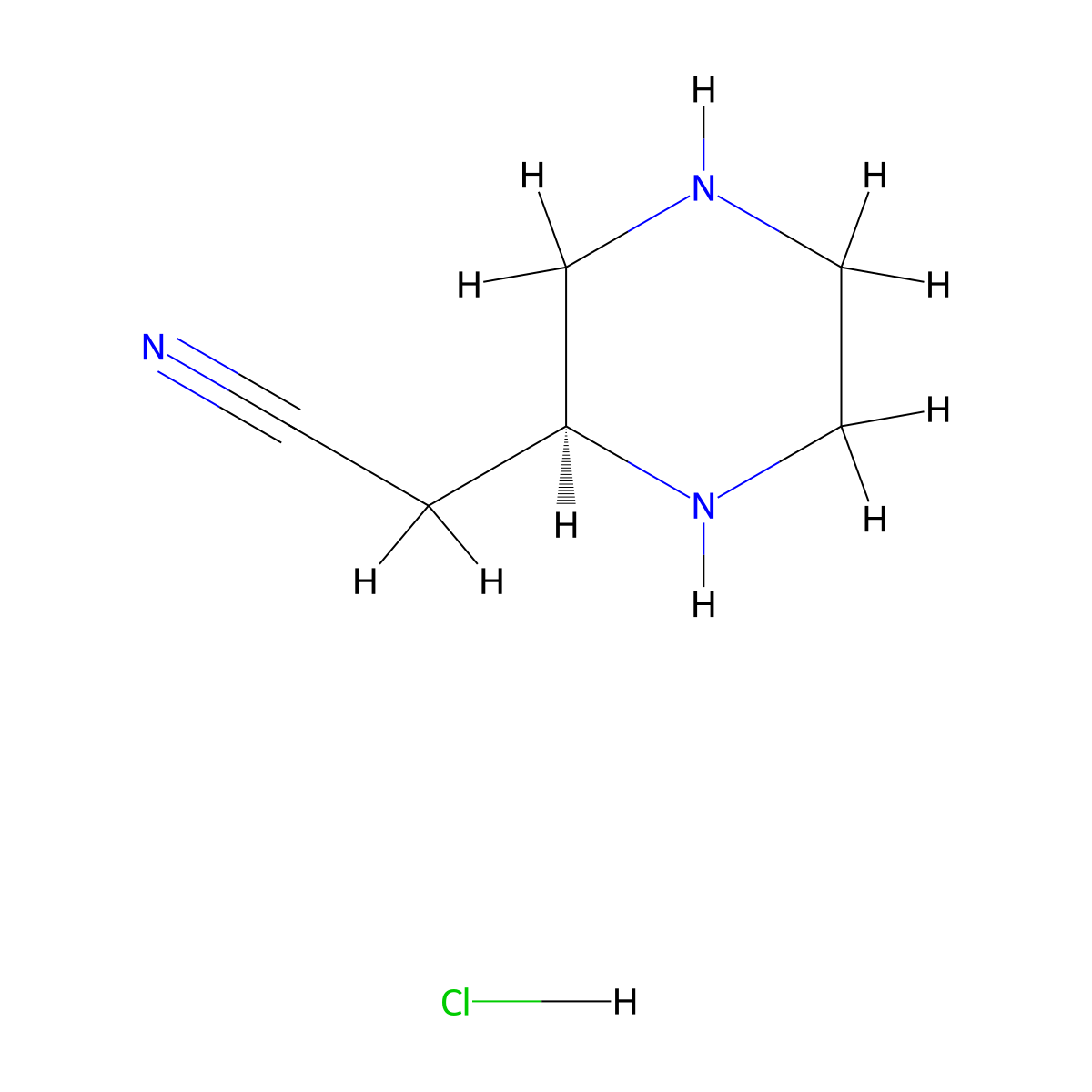 2-[(2S)-piperazin-2-yl]acetonitrile hydrochloride molecular structure, CAS 2250243-13-9