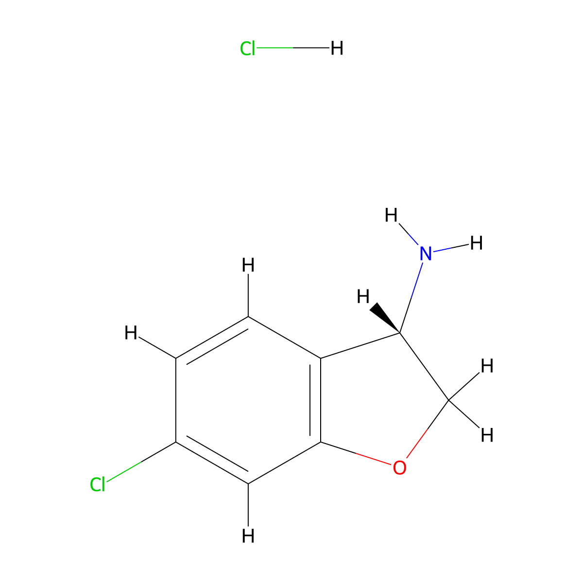 (S)-6-Chloro-2,3-dihydrobenzofuran-3-amine hydrochloride molecular structure, CAS 2250243-15-1