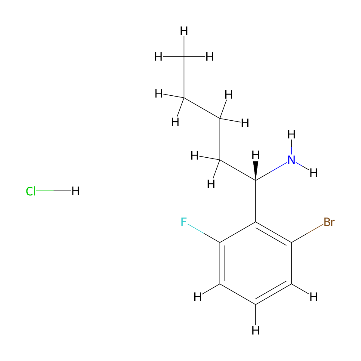 (S)-1-(2-Bromo-6-fluorophenyl)pentan-1-amine hcl molecular structure, CAS 2250243-34-4