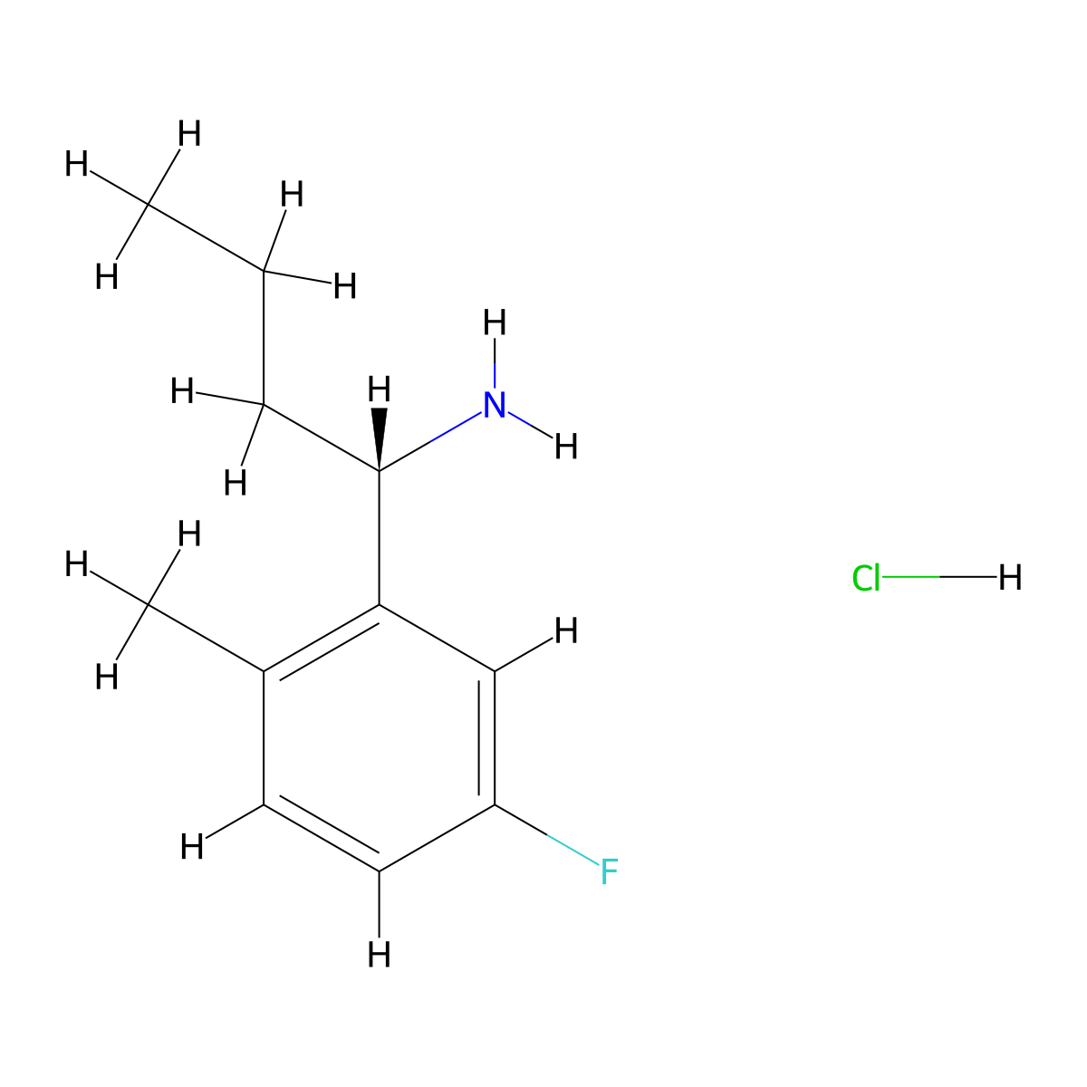 (S)-1-(5-Fluoro-2-methylphenyl)butan-1-amine hcl molecular structure, CAS 2250243-60-6