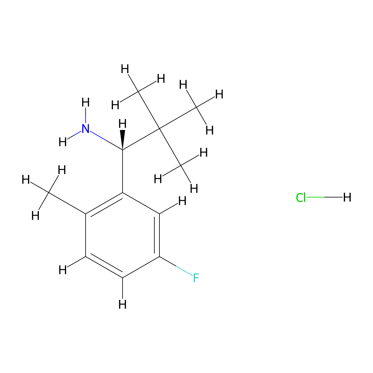 (1R)-1-(5-fluoro-2-methylphenyl)-2,2-dimethylpropan-1-amine;hydrochloride molecular structure, CAS 2250243-61-7