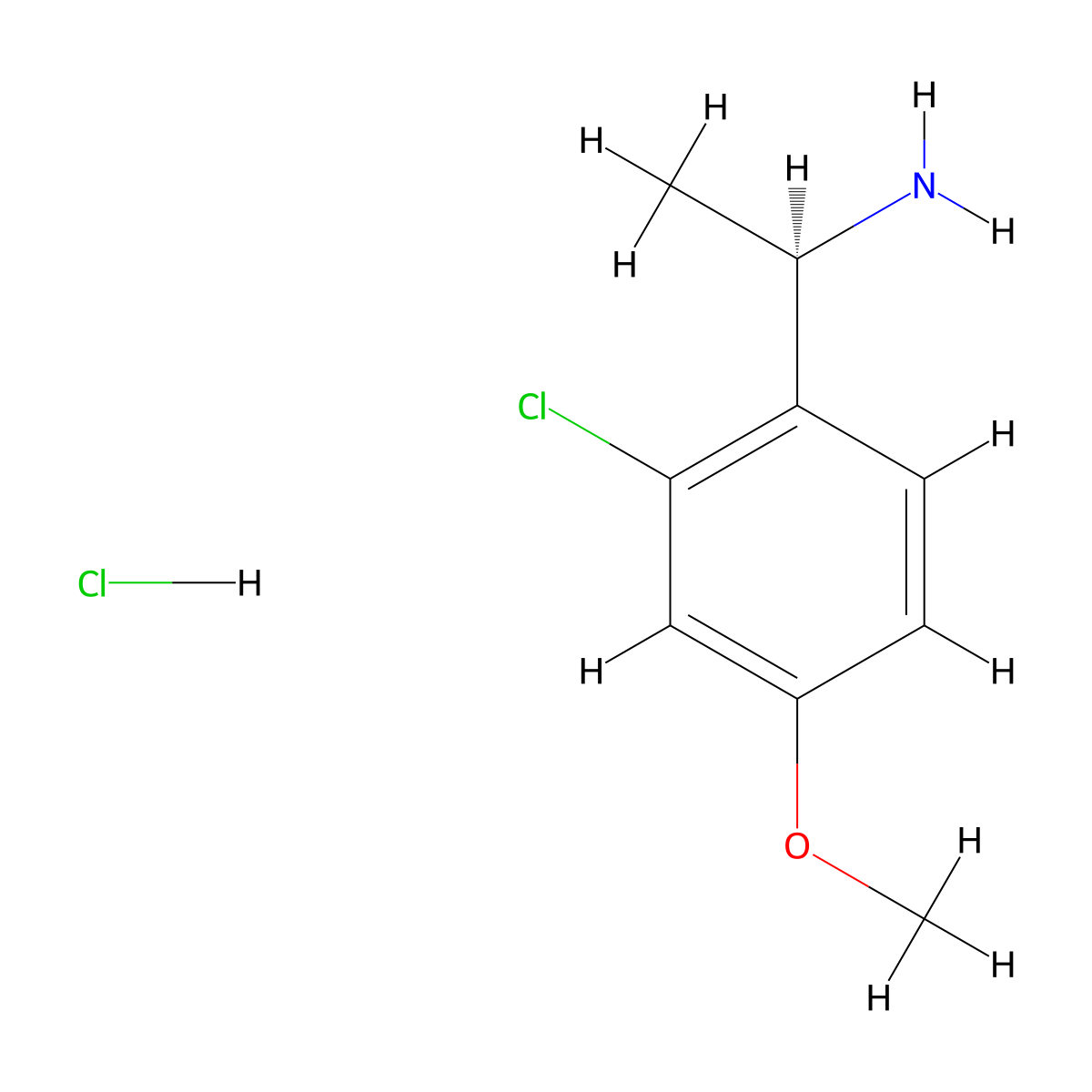 (R)-1-(2-Chloro-4-methoxyphenyl)ethan-1-amine hydrochloride molecular structure, CAS 2250243-62-8