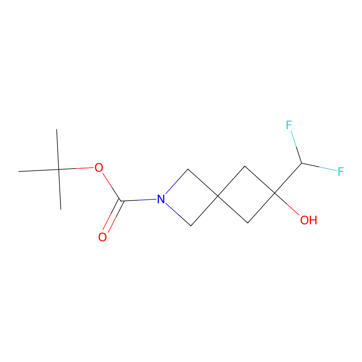tert-Butyl 6-(difluoromethyl)-6-hydroxy-2-azaspiro(3.3)heptane-2-carboxylate molecular structure, CAS 2250243-65-1