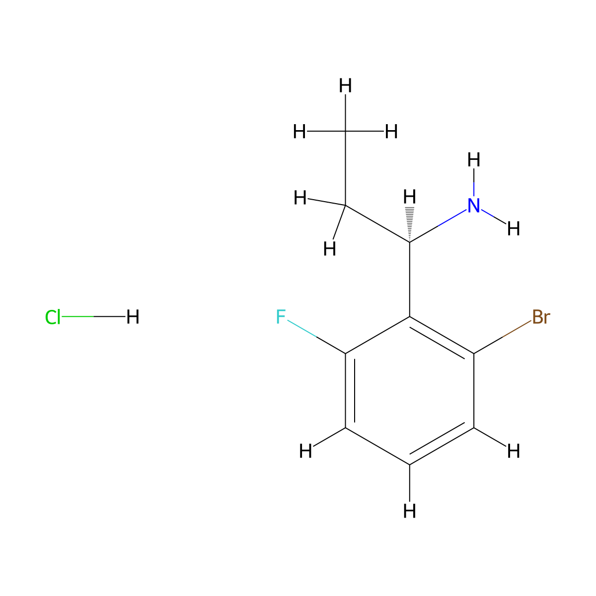 (1R)-1-(2-bromo-6-fluorophenyl)propan-1-amine;hydrochloride molecular structure, CAS 2250243-71-9