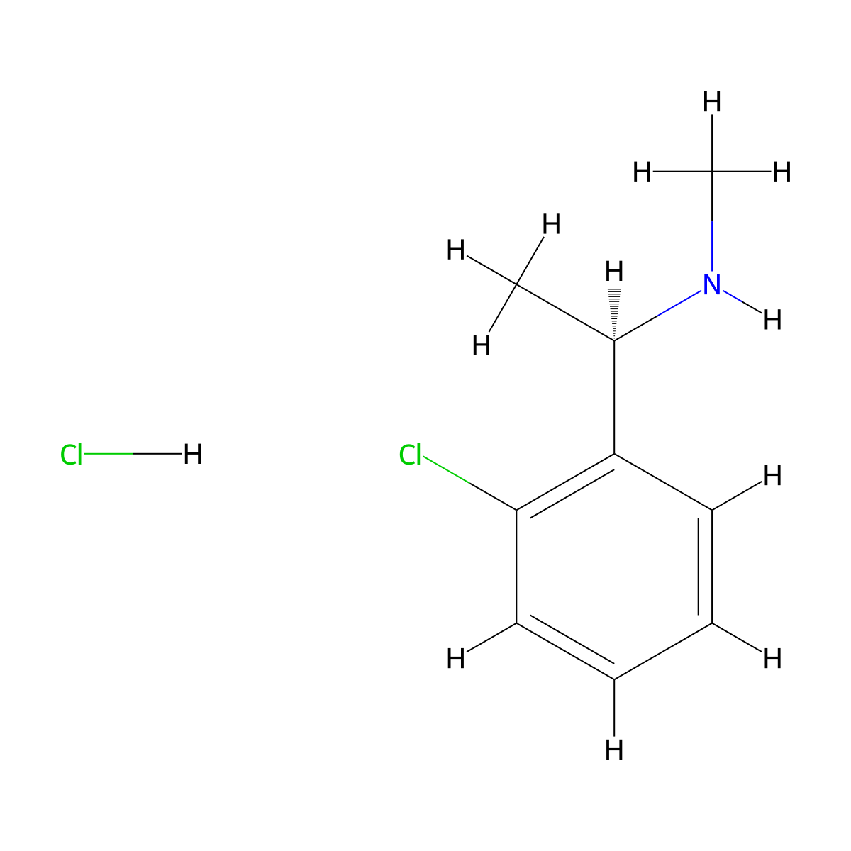 ((1R)-1-(2-chlorophenyl)ethyl)(methyl)amine hydrochloride molecular structure, CAS 2250243-77-5