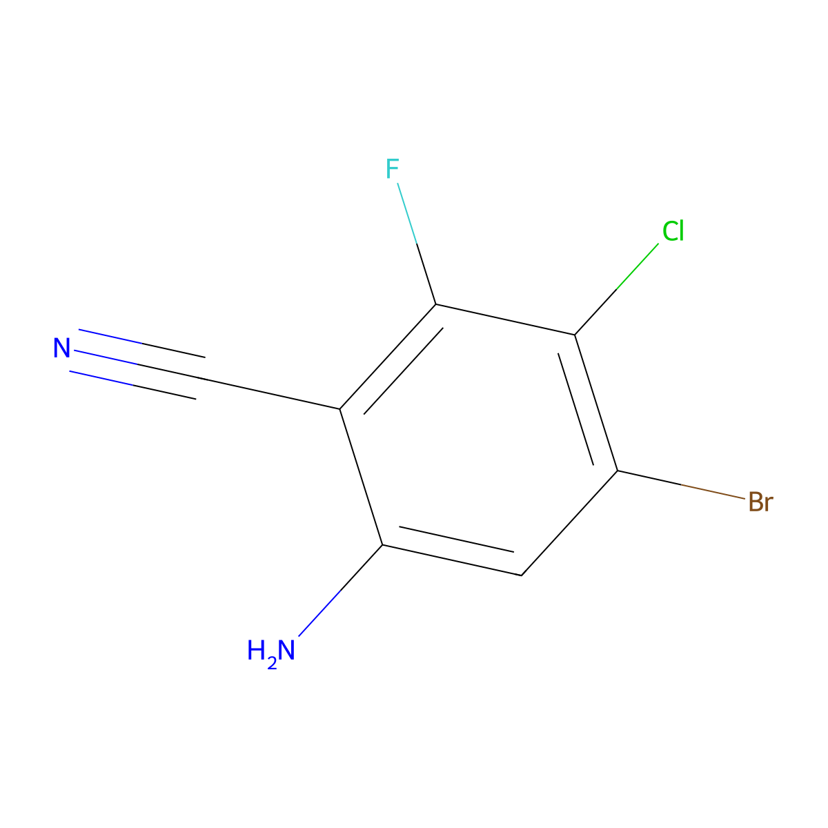 6-Amino-4-bromo-3-chloro-2-fluoro-benzonitrile molecular structure, CAS 2250339-77-4