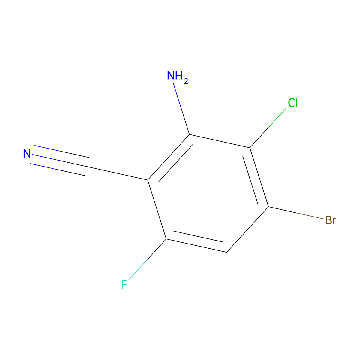 2-Amino-4-bromo-3-chloro-6-fluoro-benzonitrile molecular structure, CAS 2250339-94-5
