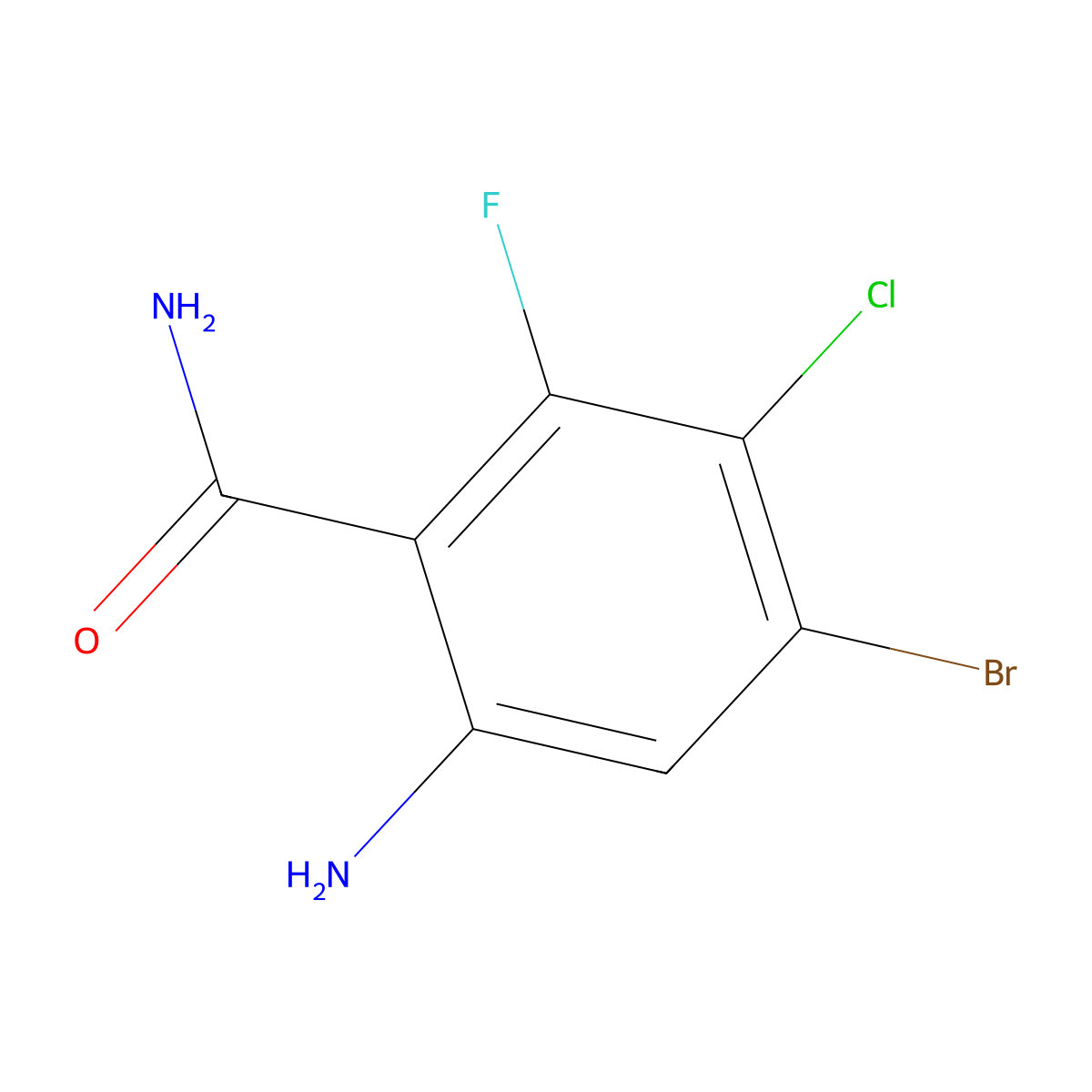 6-Amino-4-bromo-3-chloro-2-fluorobenzamide molecular structure, CAS 2250340-35-1