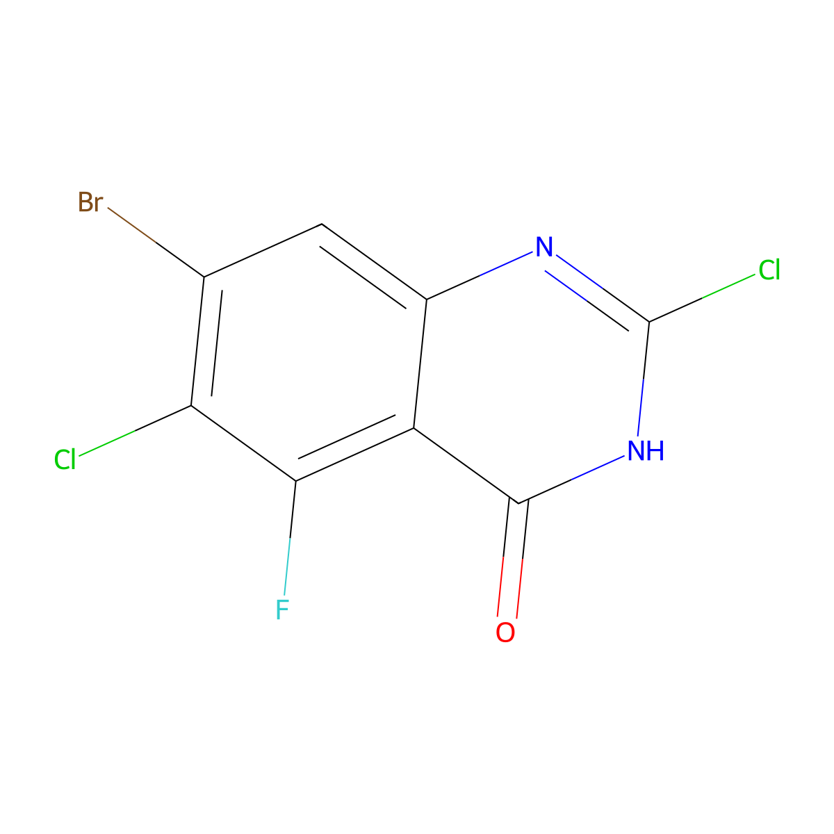 7-Bromo-2,6-dichloro-5-fluoroquinazolin-4(3H)-one molecular structure, CAS 2250340-46-4