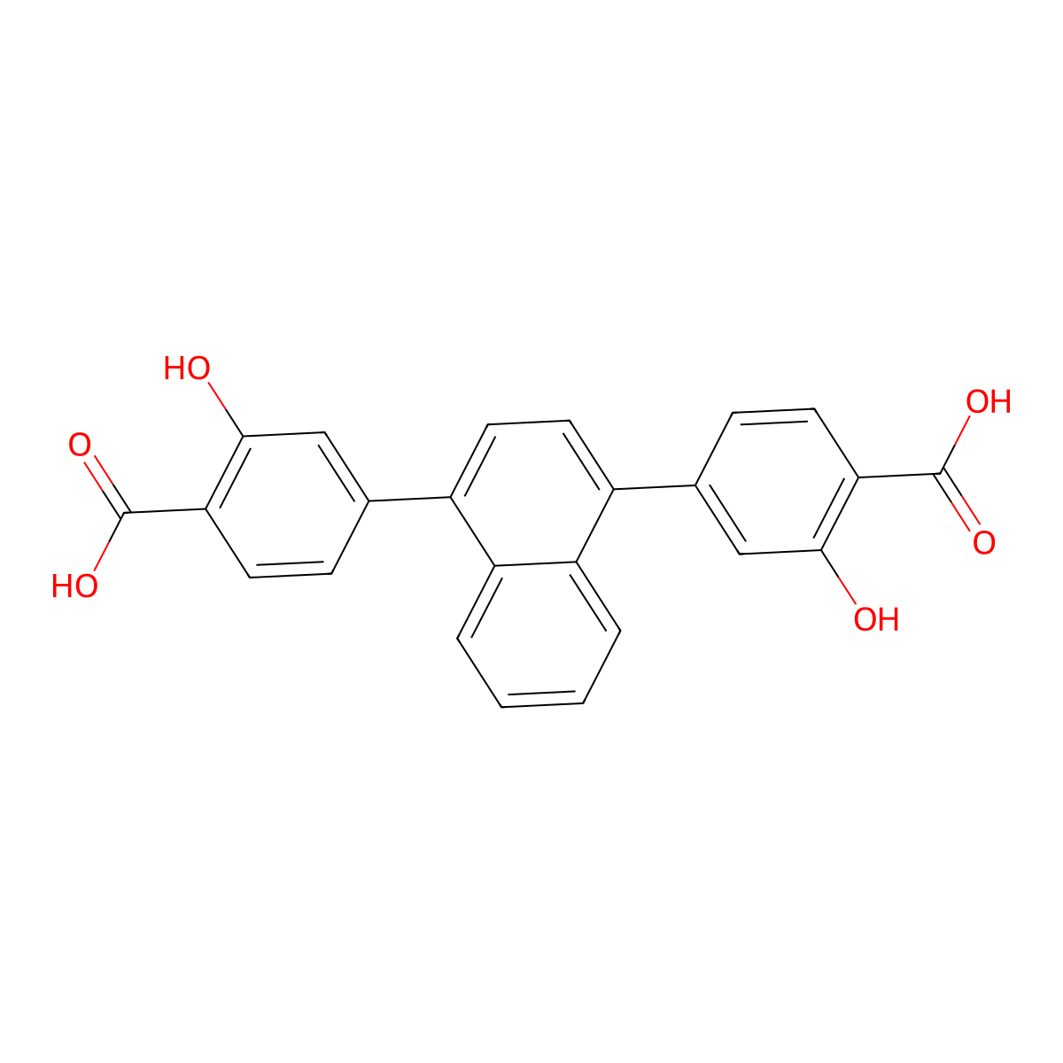 4,4'-(Naphthalene-1,4-diyl)bis(2-hydroxybenzoic acid) molecular structure, CAS 2250341-24-1