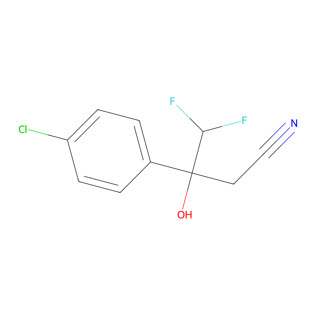 3-(4-Chlorophenyl)-4,4-difluoro-3-hydroxybutanenitrile molecular structure, CAS 2250358-49-5