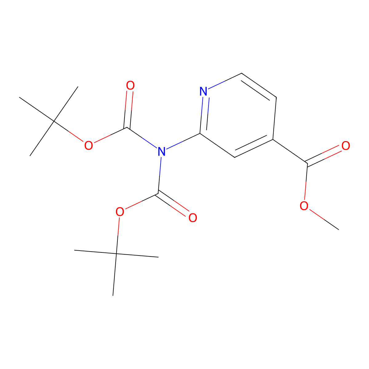 Methyl 2-[bis[(1,1-dimethylethoxy)carbonyl]amino]-4-pyridinecarboxylate molecular structure, CAS 2250409-70-0