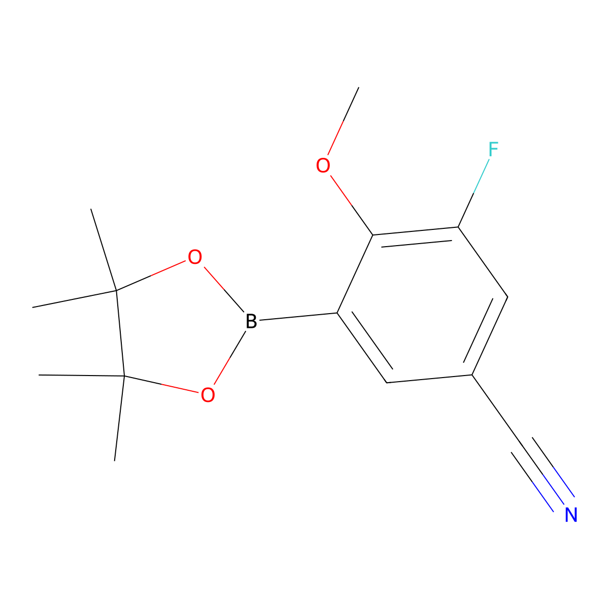 3-Fluoro-4-methoxy-5-(4,4,5,5-tetramethyl-1,3,2-dioxaborolan-2-yl)benzonitrile molecular structure, CAS 2250418-84-7