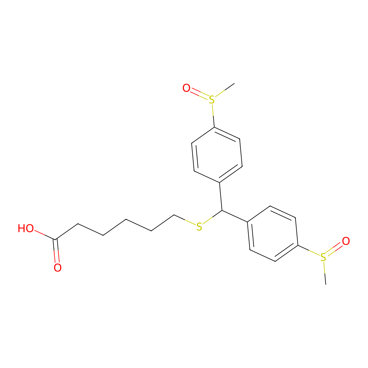 6-(Bis(4-(methylsulfinyl)phenyl)methylthio)hexanoic acid (Mbsh-S-Hx-COOH) molecular structure, CAS 2250433-78-2