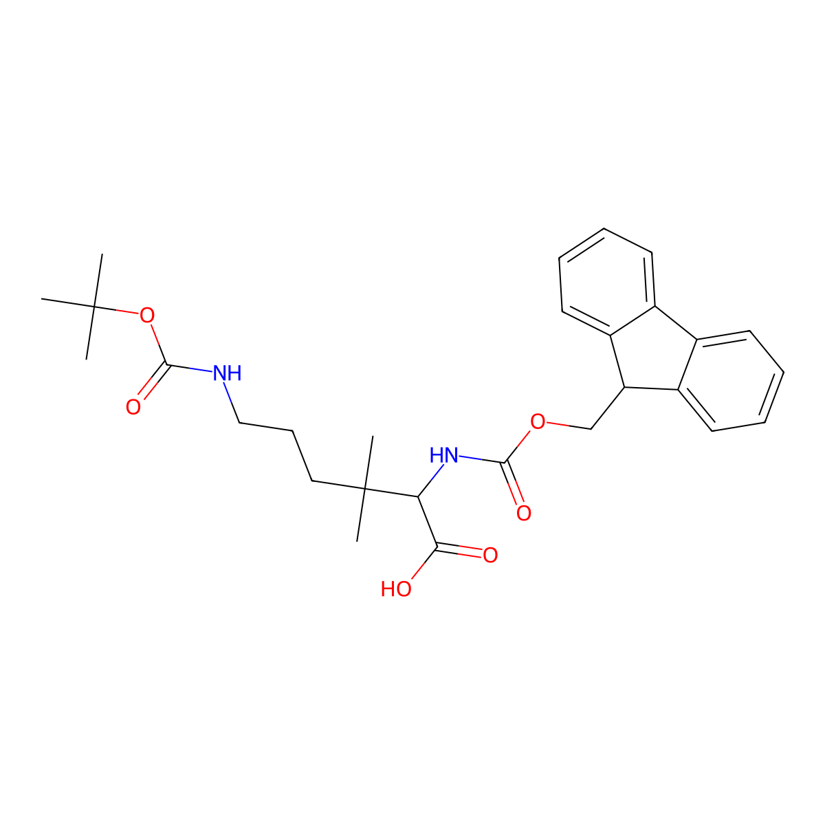 Fmoc-beta,beta-diMe-L-Lys(Boc)-OH molecular structure, CAS 2250436-41-8