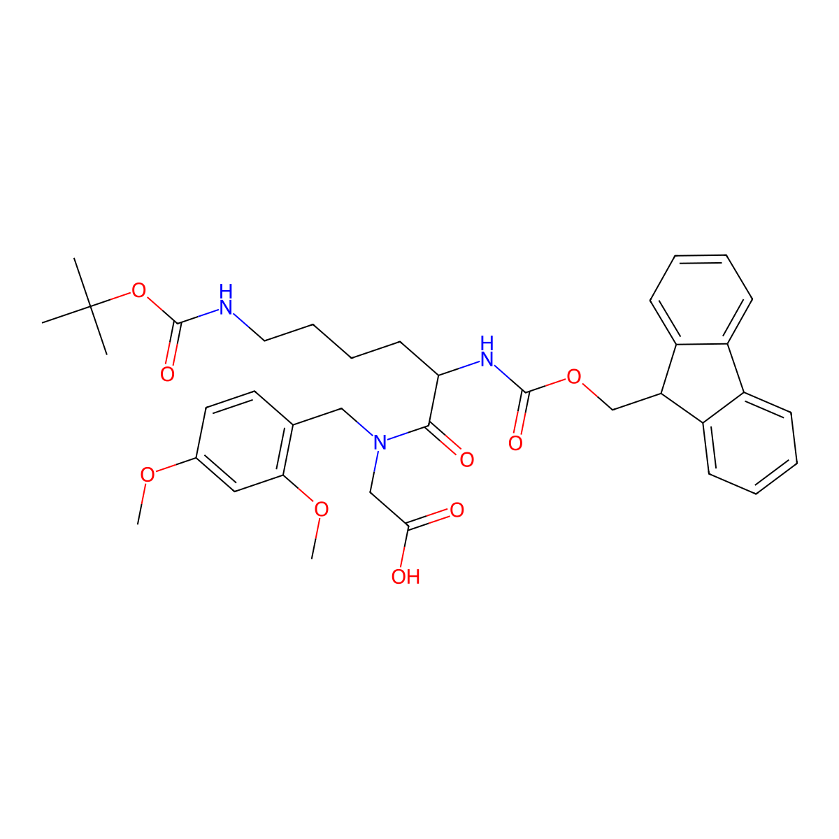 Fmoc-L-Lys(Boc)-DmbGly-OH molecular structure, CAS 2250437-41-1