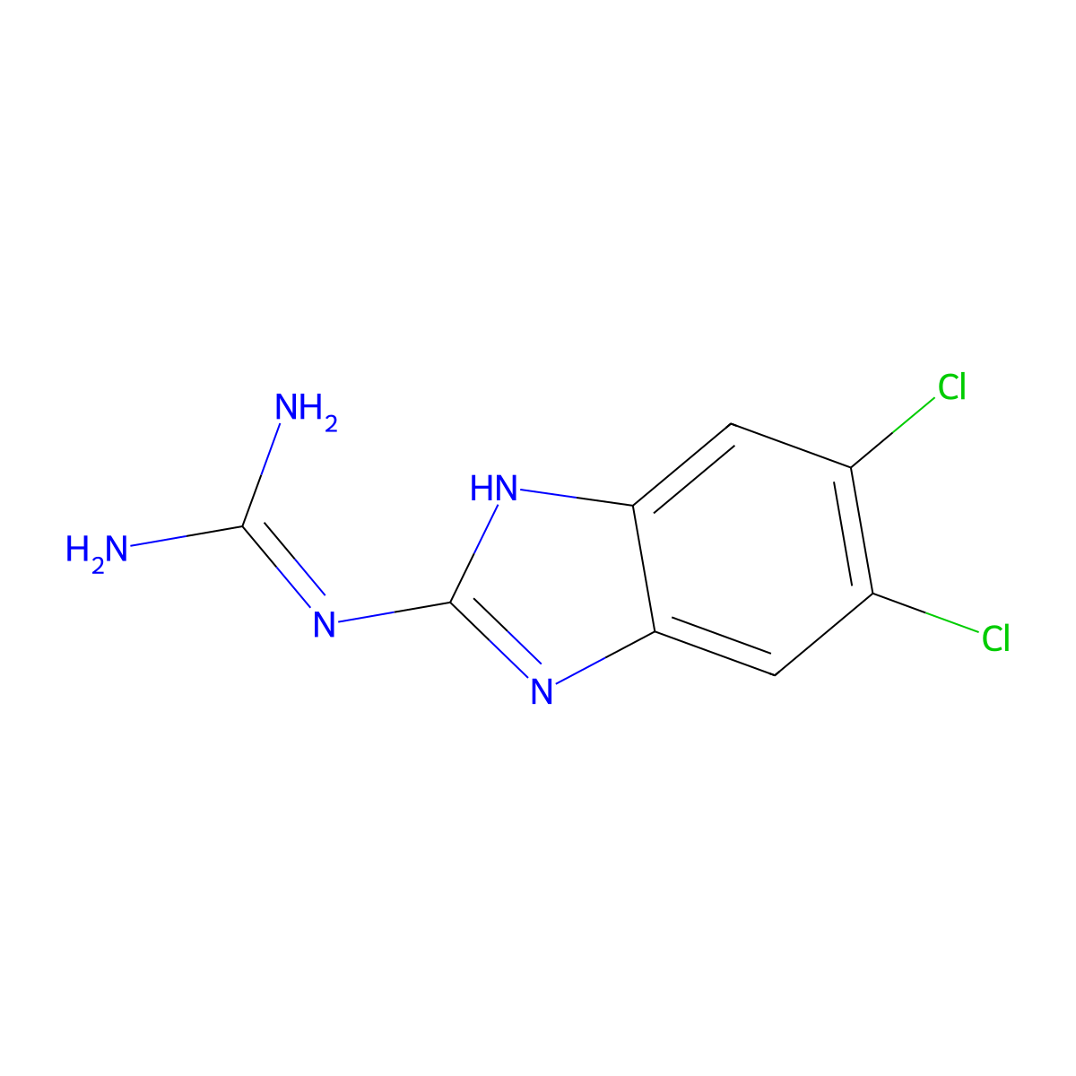 N-(5,6-dichloro-1H-1,3-benzodiazol-2-yl)guanidine molecular structure, CAS 22506-98-5