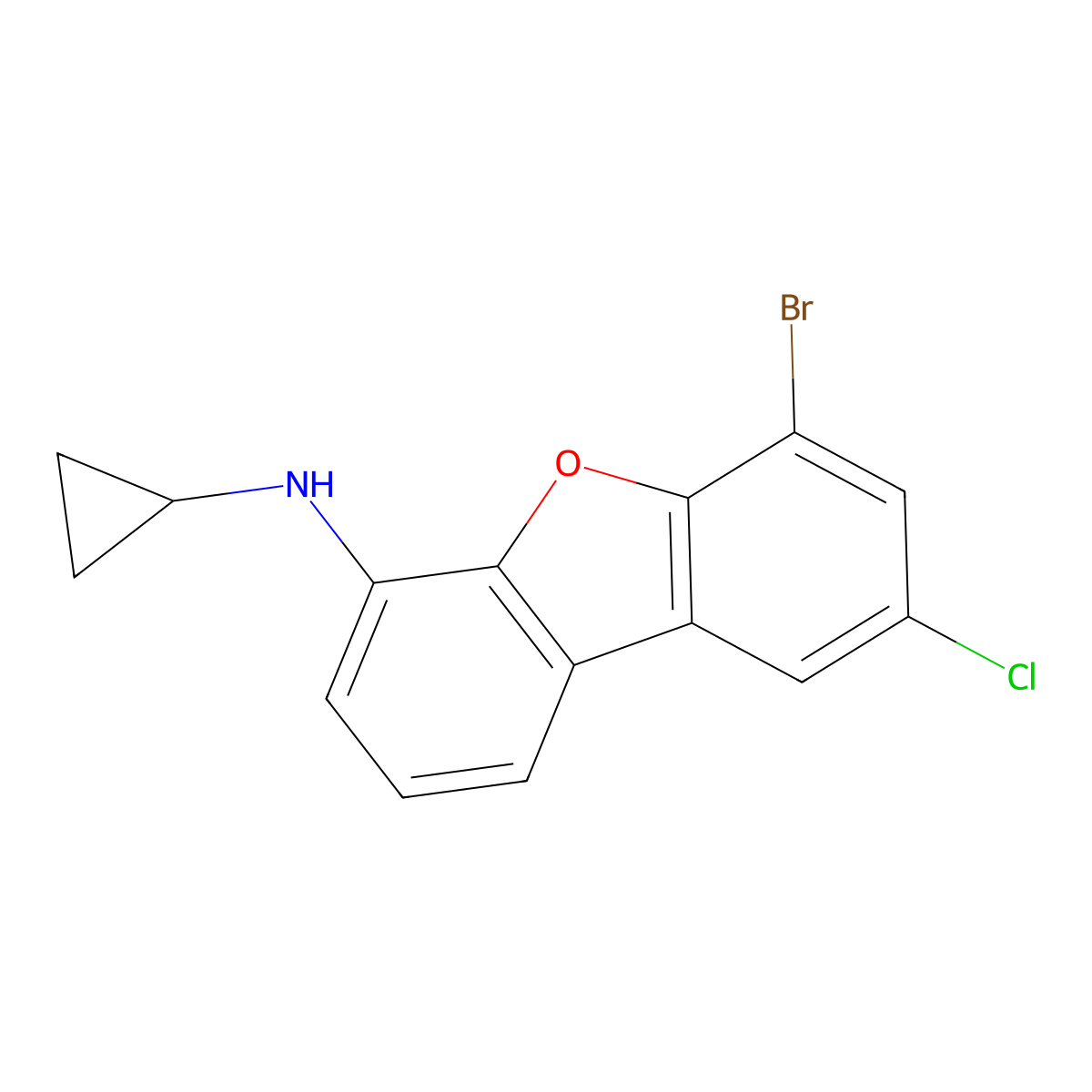 N-(6-bromo-8-chlorodibenzo[b,d]furan-4-yl)-N-cyclopropylamine molecular structure, CAS 2251053-08-2