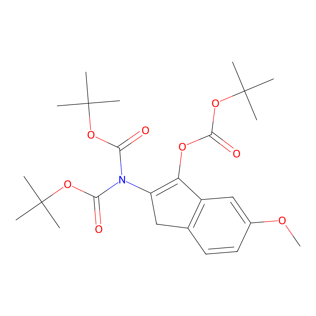 2-{bis[(tert-butoxy)carbonyl]amino}-5-methoxy-1H-inden-3-yl tert-butyl carbonate molecular structure, CAS 2251053-16-2