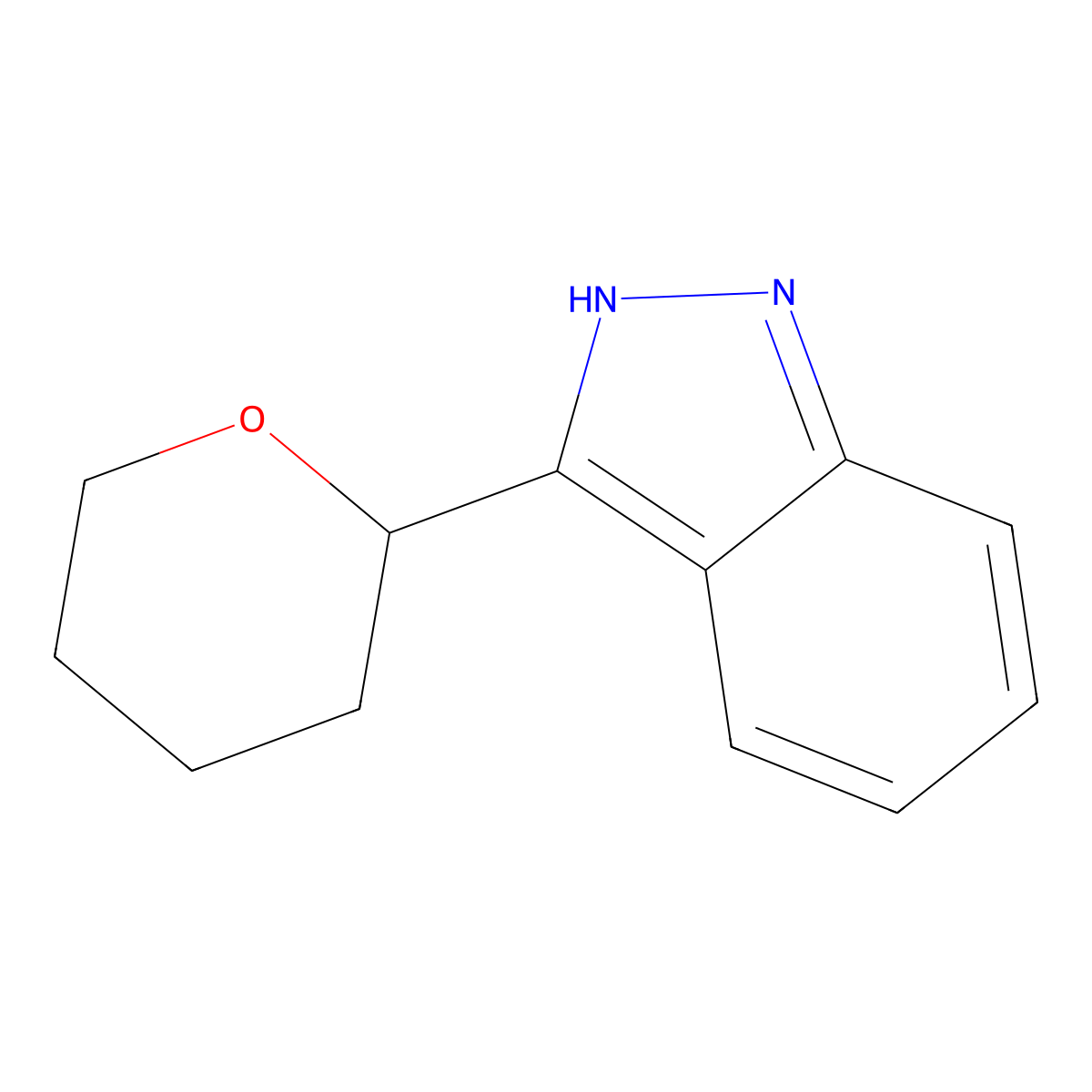 3-(oxan-2-yl)-1H-indazole molecular structure, CAS 2251053-19-5
