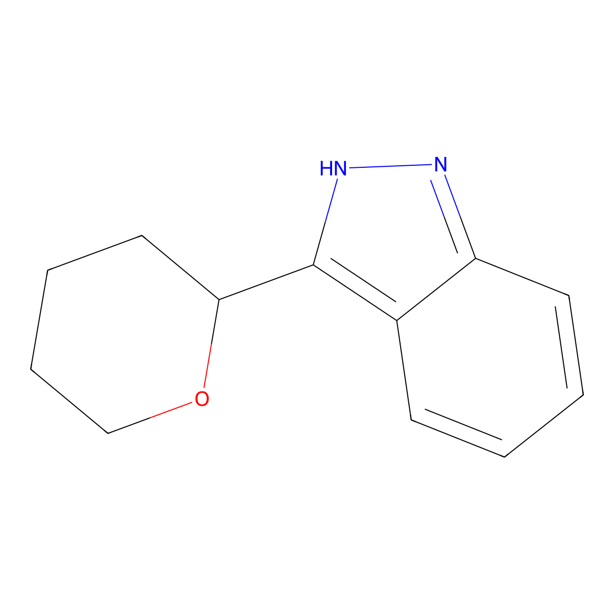 3-(oxan-2-yl)-1H-indazole molecular structure, CAS 2251053-19-5