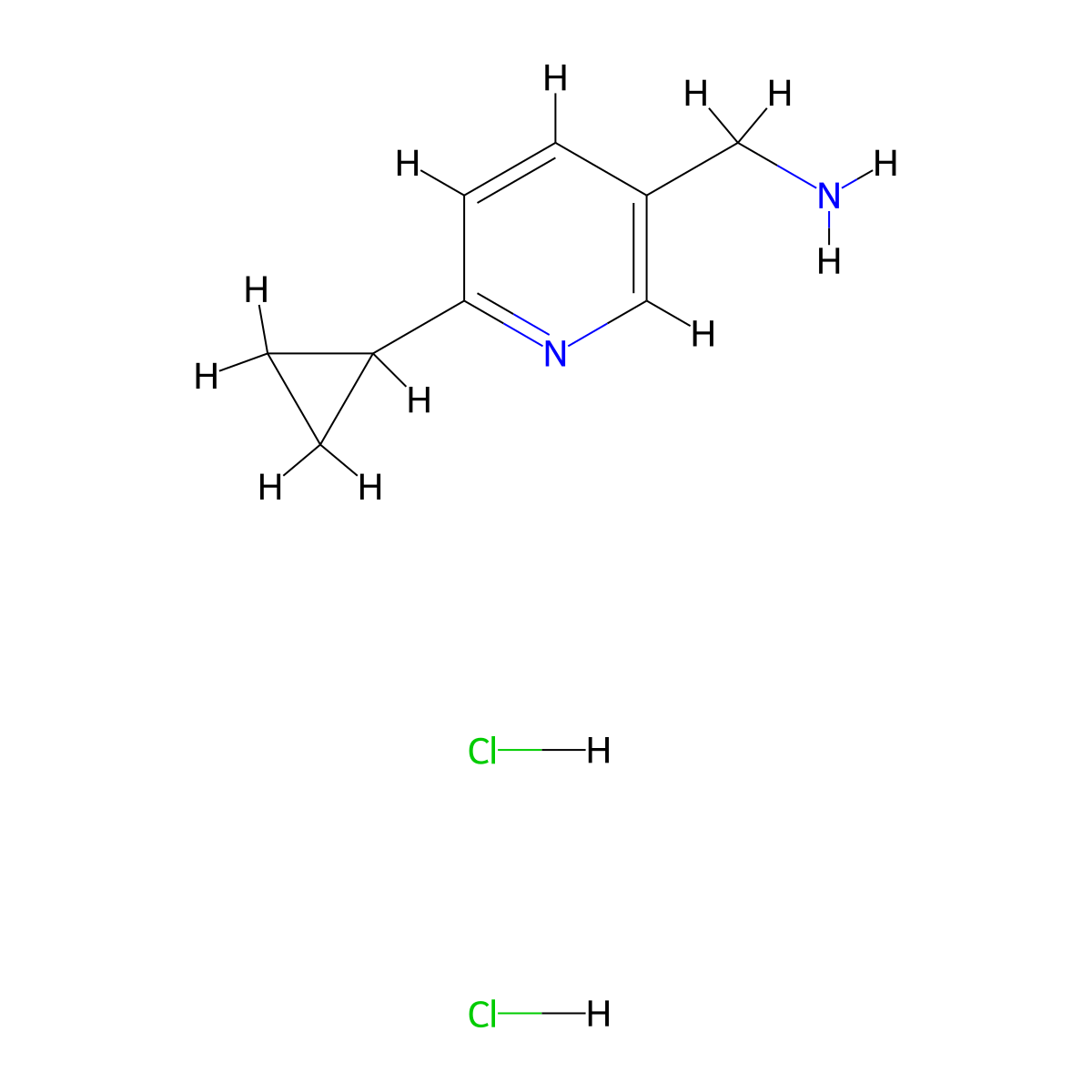 (6-Cyclopropylpyridin-3-yl)methanamine dihydrochloride molecular structure, CAS 2251053-29-7