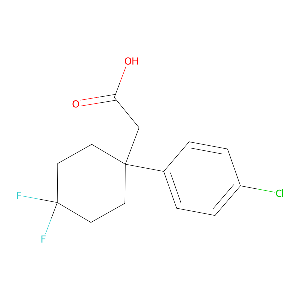 2-[1-(4-Chlorophenyl)-4,4-difluorocyclohexyl]acetic acid molecular structure, CAS 2251053-32-2