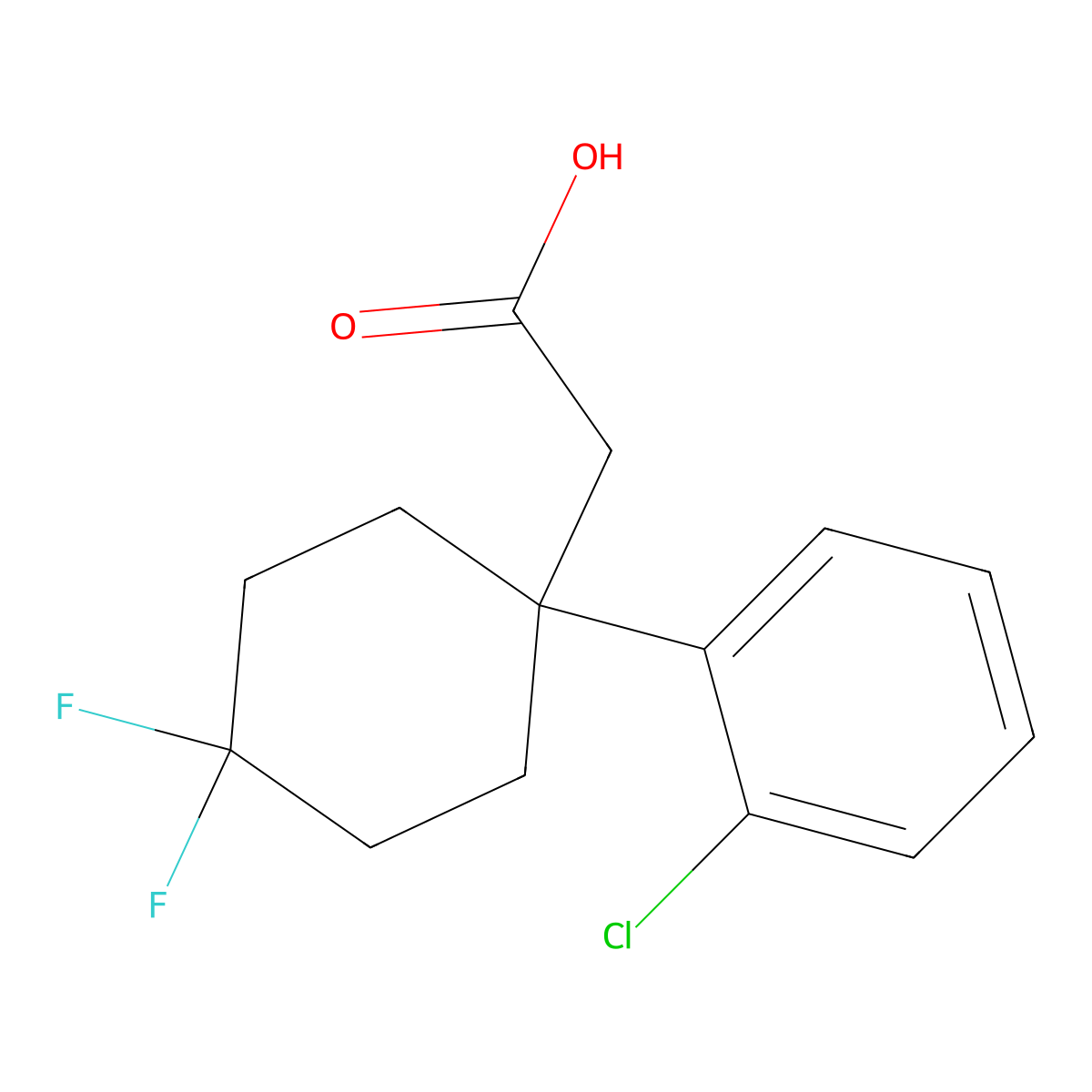 2-[1-(2-Chlorophenyl)-4,4-difluorocyclohexyl]acetic acid molecular structure, CAS 2251053-33-3