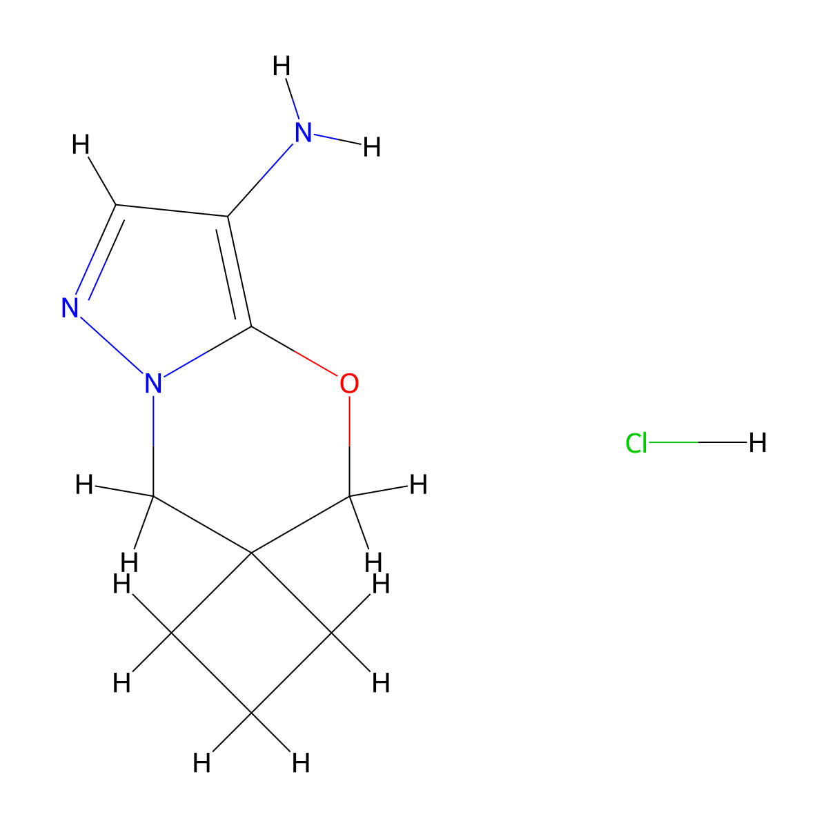1',3'-Dihydrospiro{cyclobutane-1,2'-pyrazolo[3,2-b][1,3]oxazine}-5'-amine hydrochloride molecular structure, CAS 2251053-34-4