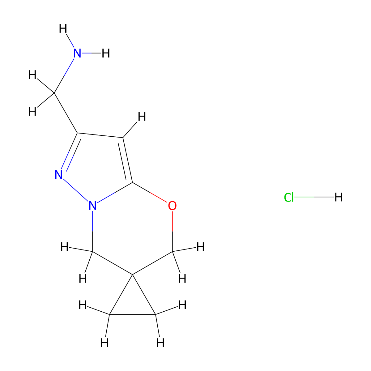 1',3'-Dihydrospiro{cyclopropane-1,2'-pyrazolo[3,2-b][1,3]oxazine}-6'-ylmethanamine hydrochloride molecular structure, CAS 2251053-39-9