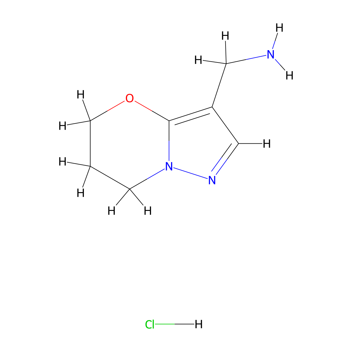 {6,7-Dihydro-5H-pyrazolo[5,1-b][1,3]oxazin-3-yl}methanamine hydrochloride molecular structure, CAS 2251053-41-3