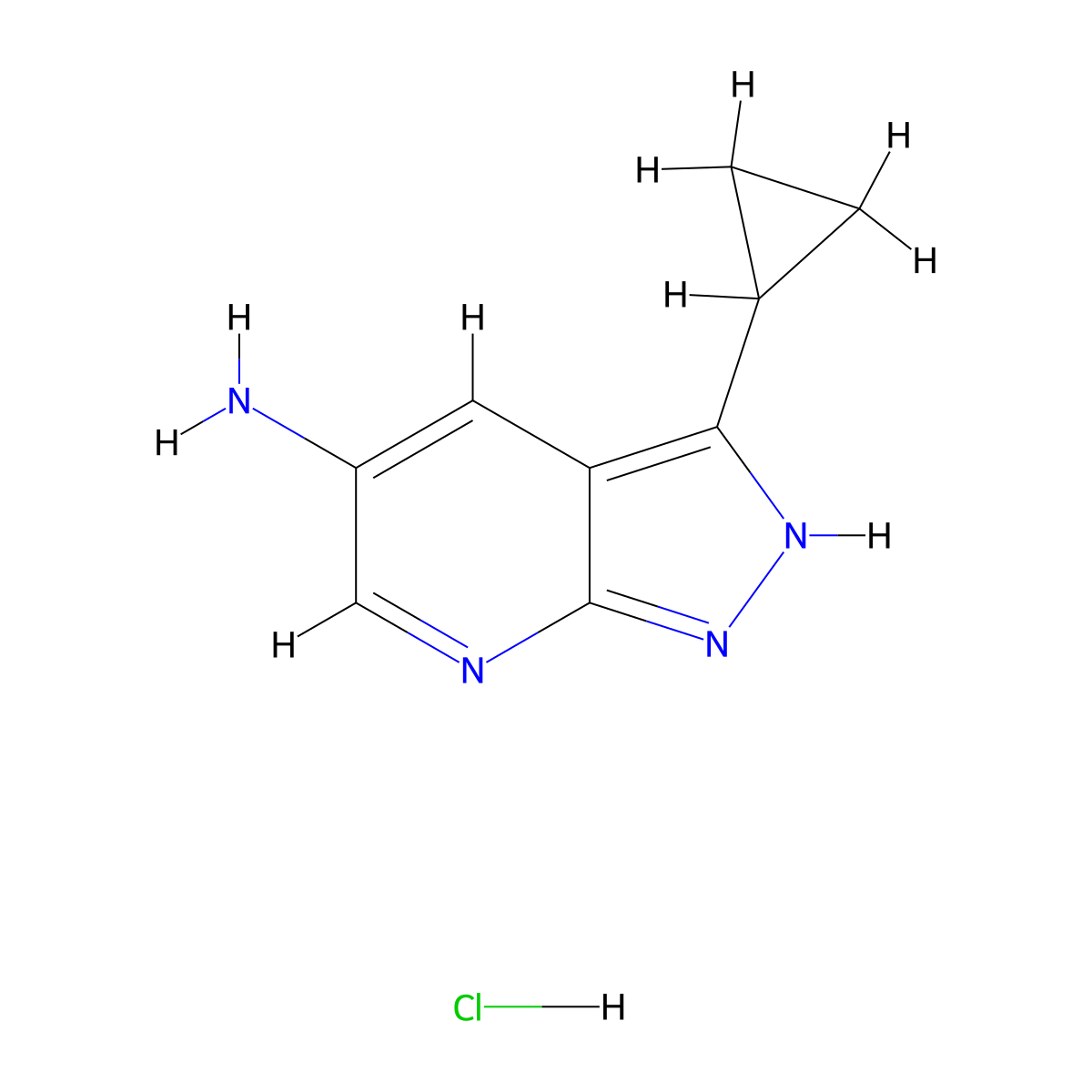 3-Cyclopropyl-1H-pyrazolo[3,4-b]pyridin-5-amine hydrochloride molecular structure, CAS 2251053-43-5