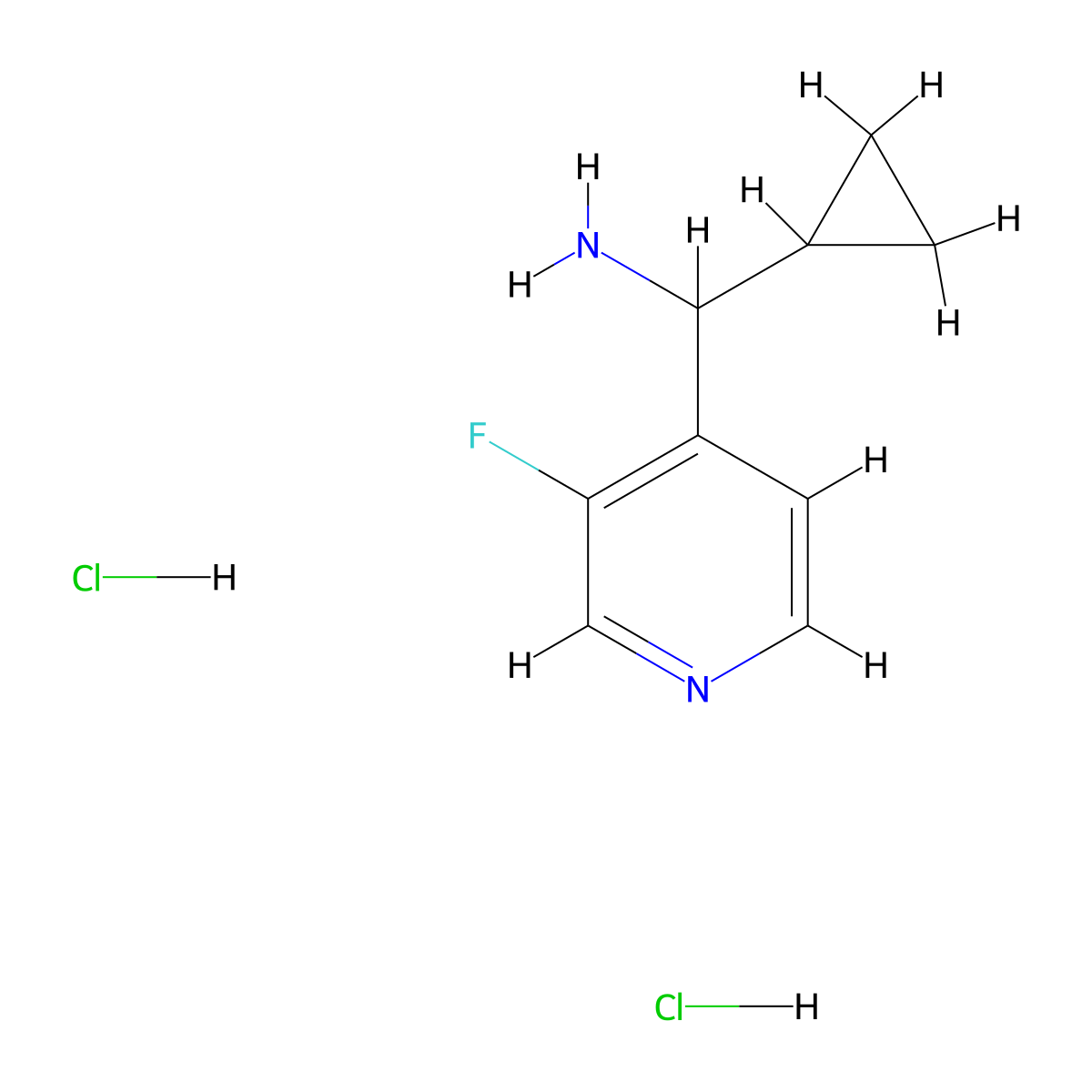Cyclopropyl(3-fluoropyridin-4-yl)methanamine dihydrochloride molecular structure, CAS 2251053-45-7