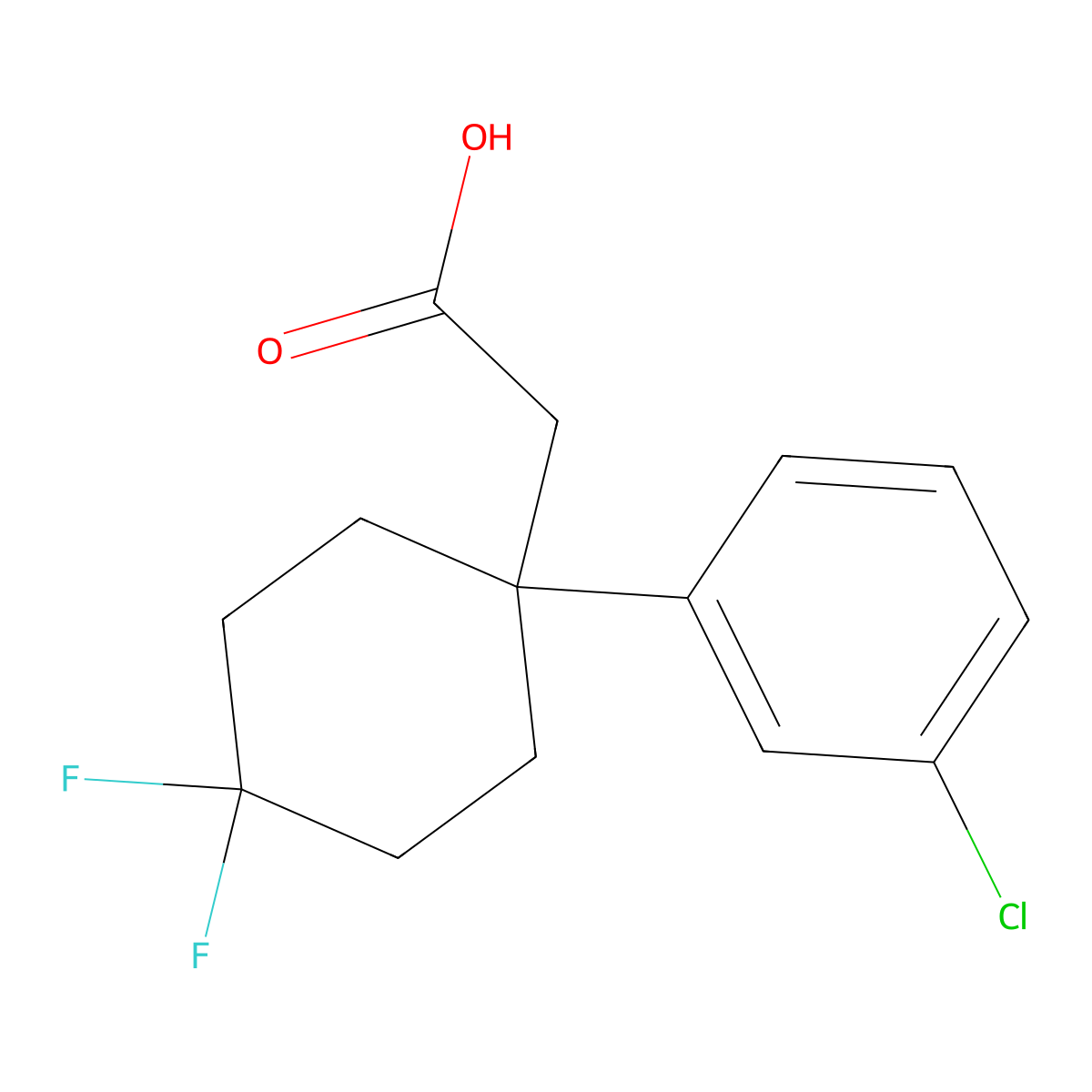 2-[1-(3-Chlorophenyl)-4,4-difluorocyclohexyl]acetic acid molecular structure, CAS 2251053-46-8