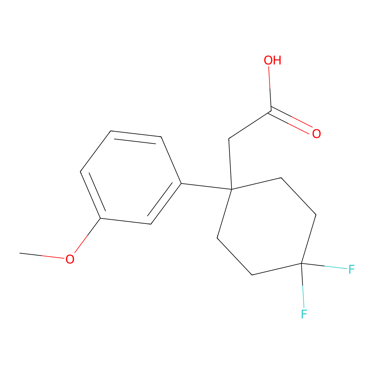 2-[4,4-Difluoro-1-(3-methoxyphenyl)cyclohexyl]acetic acid molecular structure, CAS 2251053-48-0