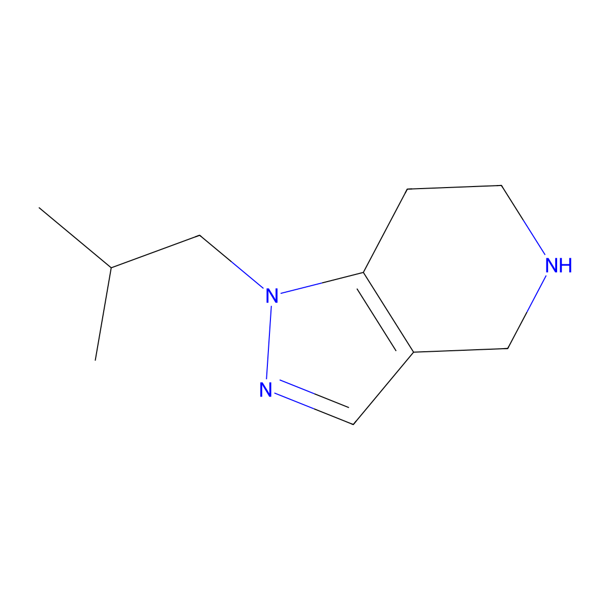 1-(2-Methylpropyl)-1H,4H,5H,6H,7H-pyrazolo[4,3-c]pyridine molecular structure, CAS 2251053-54-8
