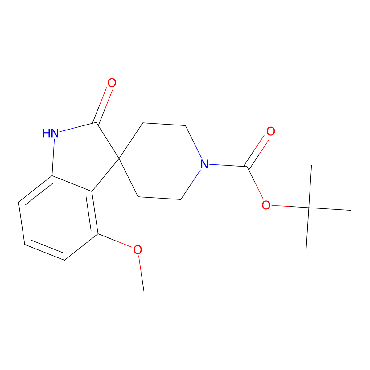 tert-Butyl 4-methoxy-2-oxospiro[indoline-3,4'-piperidine]-1'-carboxylate molecular structure, CAS 2251053-55-9