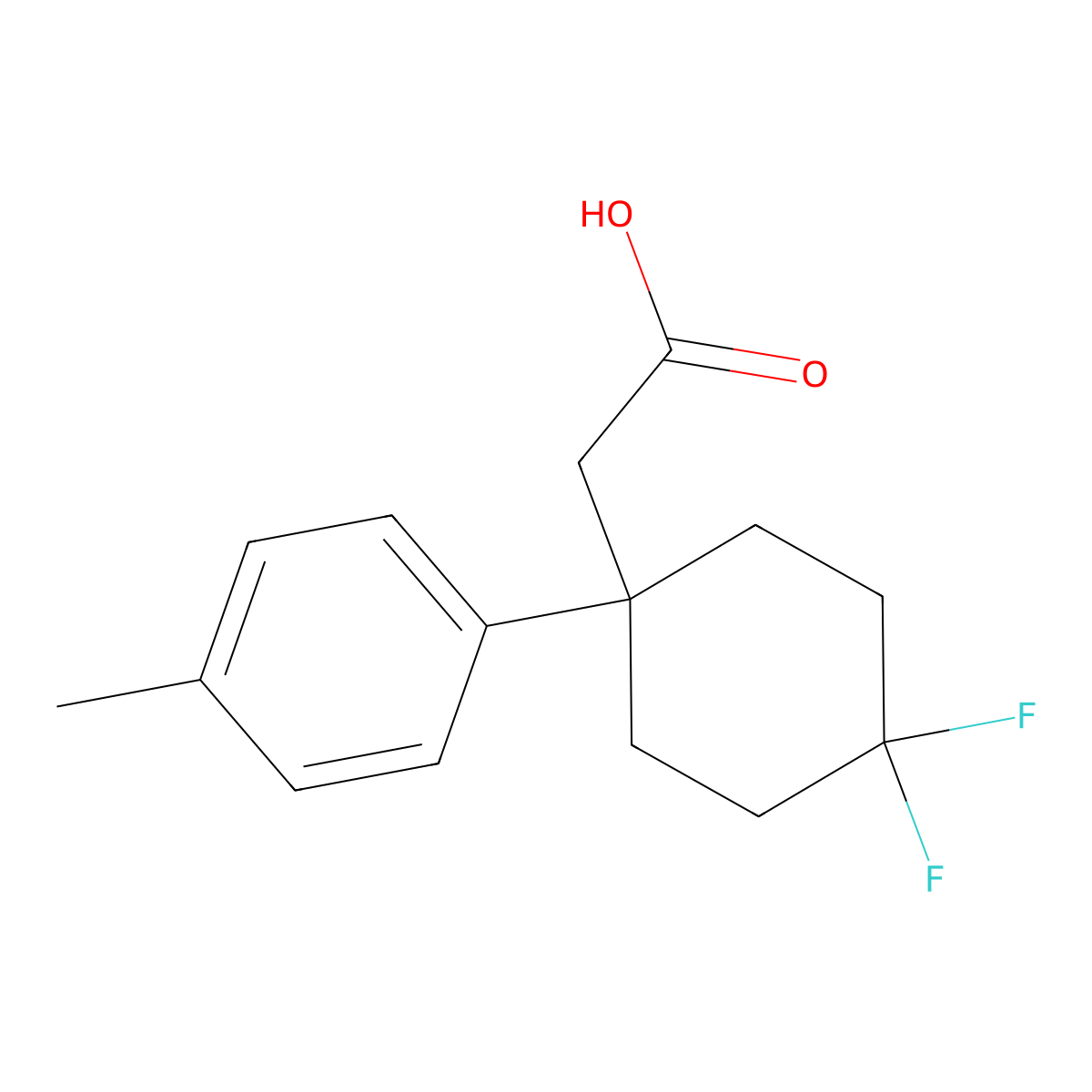2-[4,4-Difluoro-1-(4-methylphenyl)cyclohexyl]acetic acid molecular structure, CAS 2251053-57-1