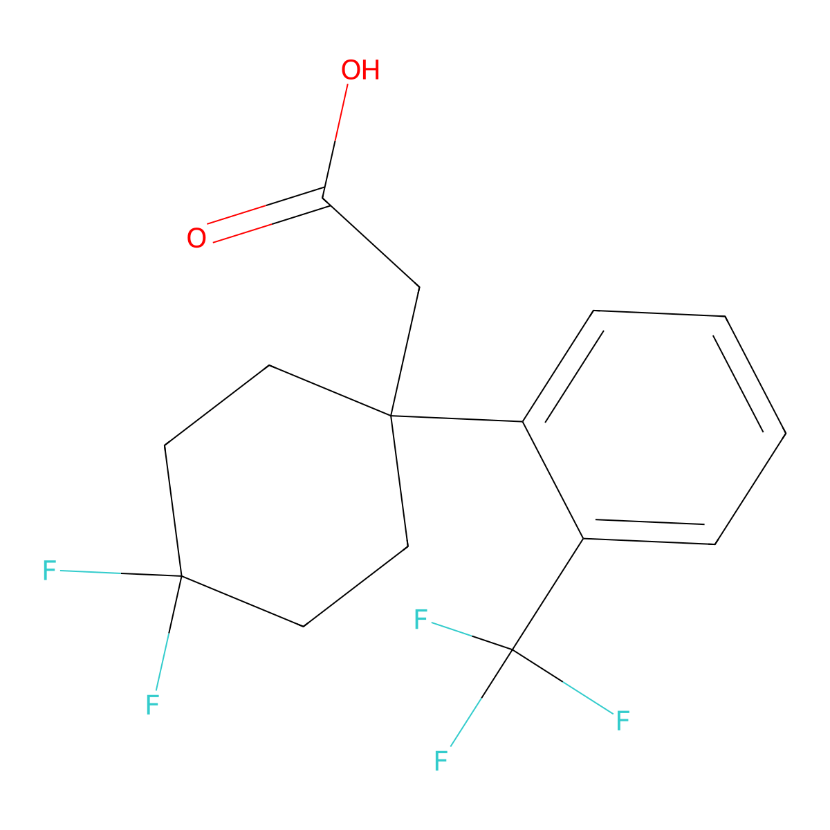 2-{4,4-Difluoro-1-[2-(trifluoromethyl)phenyl]cyclohexyl}acetic acid molecular structure, CAS 2251053-58-2