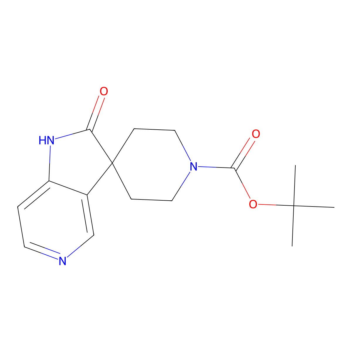 tert-Butyl 2'-oxo-2',3'-dihydrospiro{piperidine-4,1'-pyrrolo[3,2-c]pyridine}-1-carboxylate molecular structure, CAS 2251053-59-3