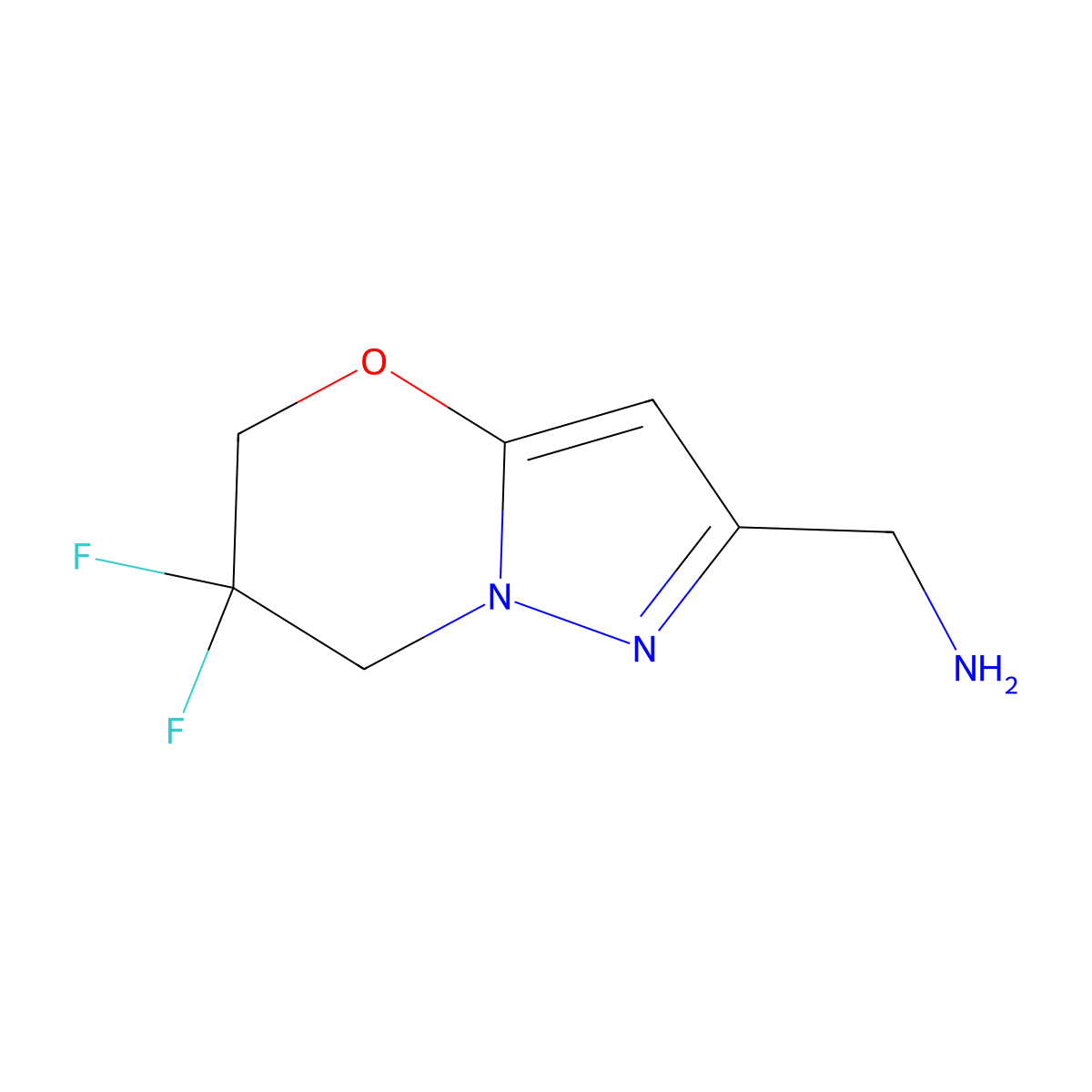 {6,6-Difluoro-5H,7H-pyrazolo[3,2-b][1,3]oxazin-2-yl}methanamine molecular structure, CAS 2251053-65-1