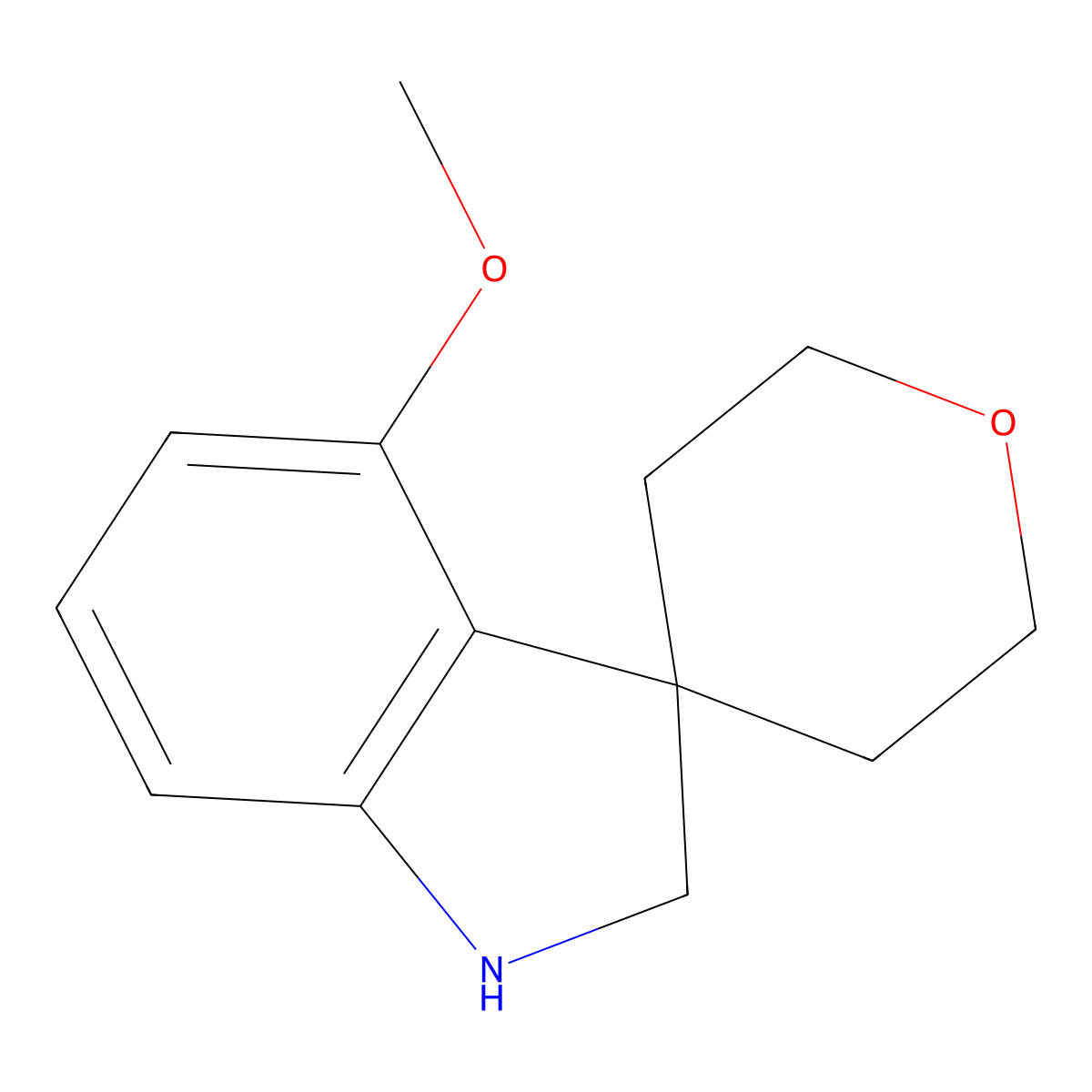 4-Methoxy-1,2-dihydrospiro[indole-3,4'-oxane] molecular structure, CAS 2251053-68-4